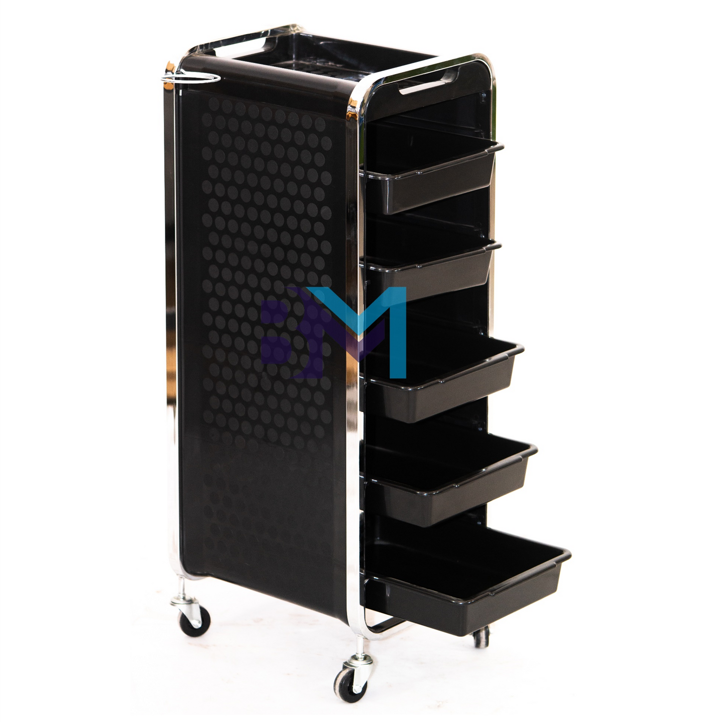 Hairdressing auxiliary trolley with 5 drawers and 1 shelf