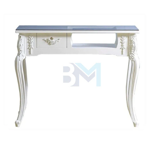 Vintage Single White Manicure Table with Drawer 