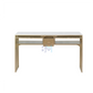 Gold metal double manicure table with marble-like stone, drawers and double tray