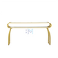 Gold Metal Double Manicure Table with Glass