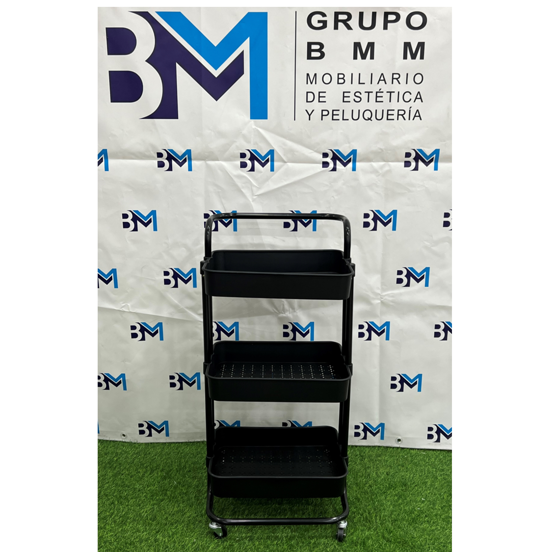 Metallic auxiliary trolley with 3 shelves 