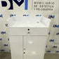 White reception desk with crystals