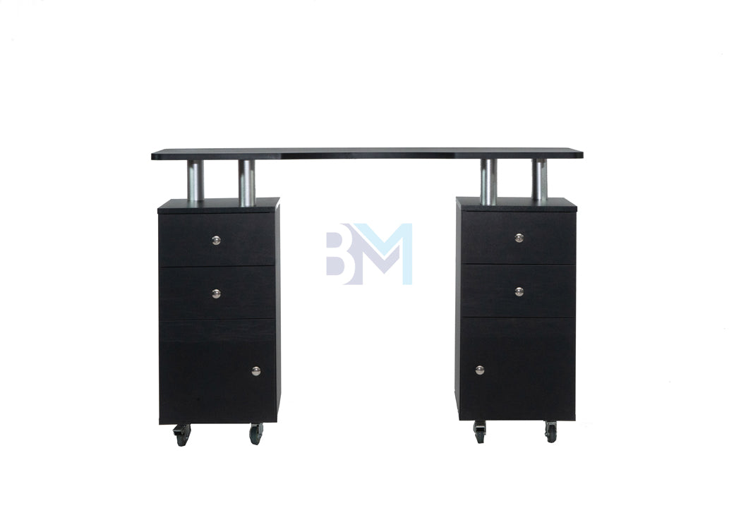 Black wooden manicure table with drawers