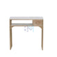 Single manicure table in gold metal with drawers, tray and marble-like stone