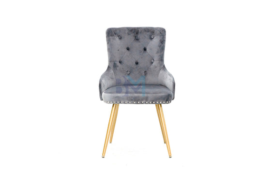 Gray velvet manicure chair 