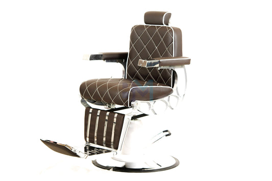Classic brown and silver barber chair