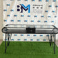 Double manicure table in black metal with drawers and glass