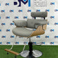 Gray and wood barber chair