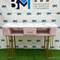 Pink Velvet Manicure Table with Gold Base and Marble Top 
