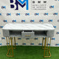 Gray Velvet Manicure Table with Gold Base and Marble Top 