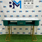 Green Velvet Manicure Table with Gold Base and Marble Top