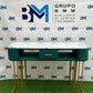 Green Velvet Manicure Table with Gold Base and Marble Top