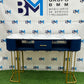 Blue Velvet Manicure Table with Gold Base and Marble Top