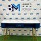 Blue Velvet Double Manicure Table with Gold Base and Marble Top