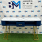 Blue Velvet Double Manicure Table with Gold Base and Marble Top