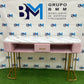 Pink Velvet Double Manicure Table with Gold Base and Marble Top 