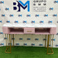 Pink Velvet Double Manicure Table with Gold Base and Marble Top 