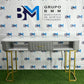 Double manicure table in gray leatherette with marble-like stone and golden base