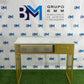 Individual gold metal manicure table with drawers and marble-like stone