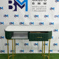 Individual manicure table in green leatherette with marble-like stone and golden base