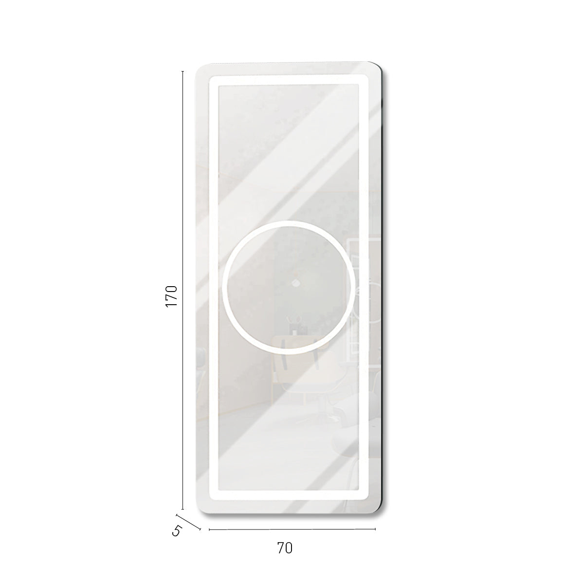 Espejo rectangular sin marco con luz led blanca integrada