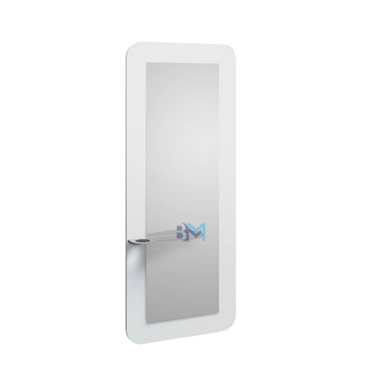 Espejo tocador con marco blanco con repisa lateral