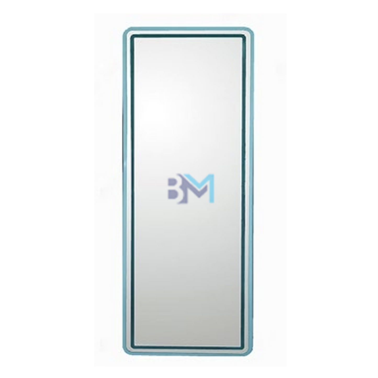 Mirror with white metal frame and integrated led light