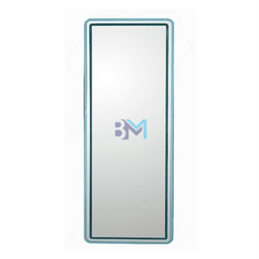 Mirror with white metal frame and integrated led light