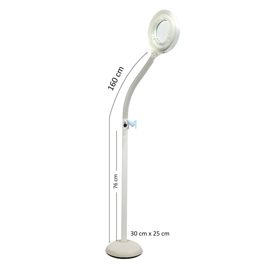 Lupa de pie con luz LED,  brazo flexible y base fija