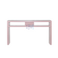 Pink Wood Double Manicure Table with Glass and Drawer