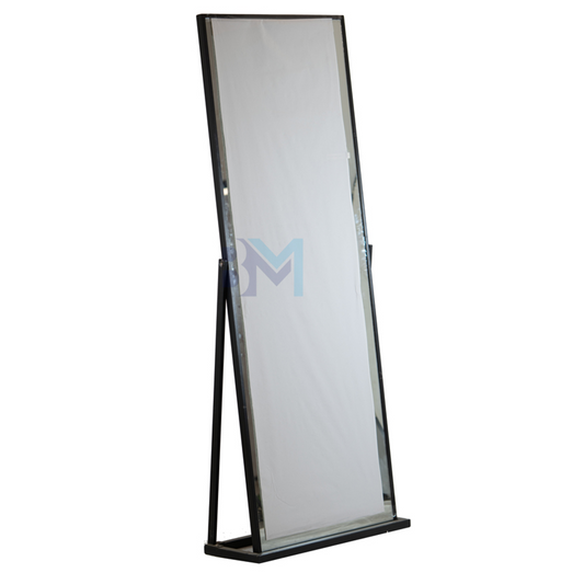 Mirror with black metal frame and base
