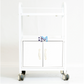 White metal side trolley with 3 shelves