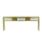 Gold metal triple manicure table with double drawers and triple tray