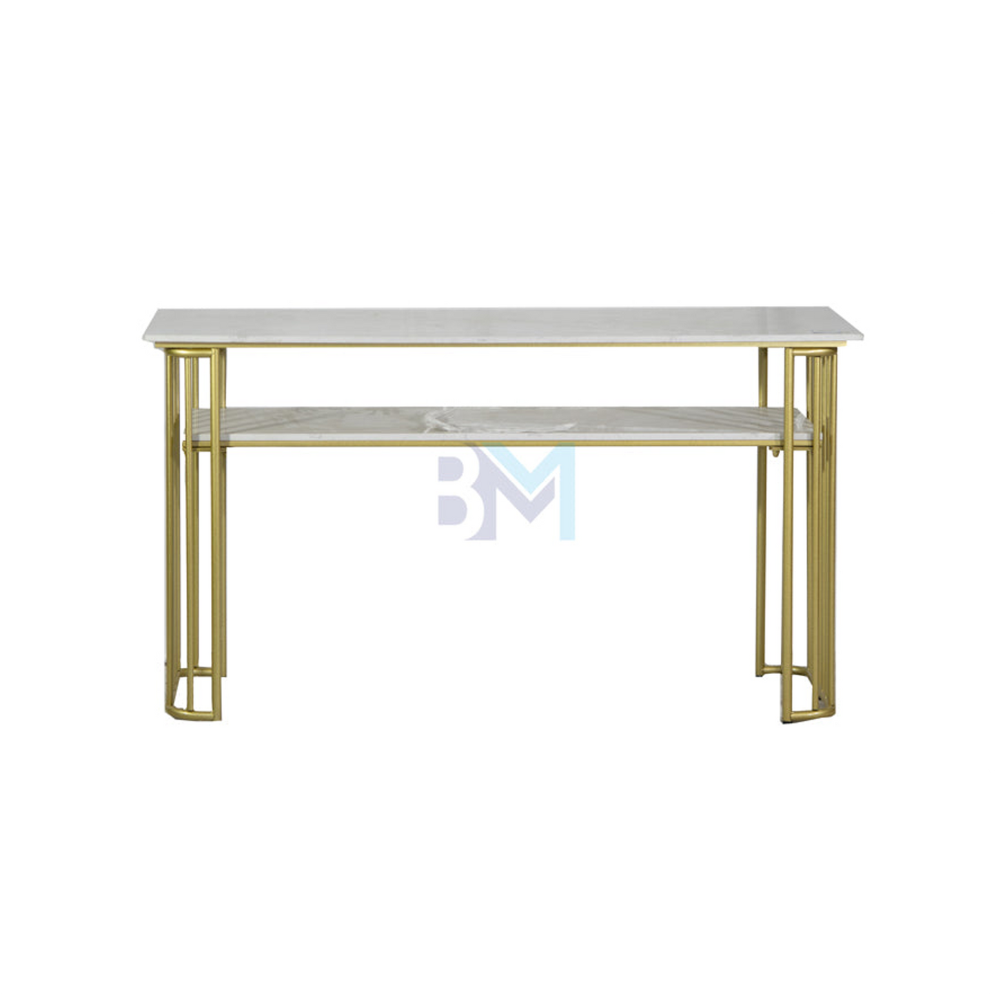 Gold Metal Double Manicure Table with Marble Stone