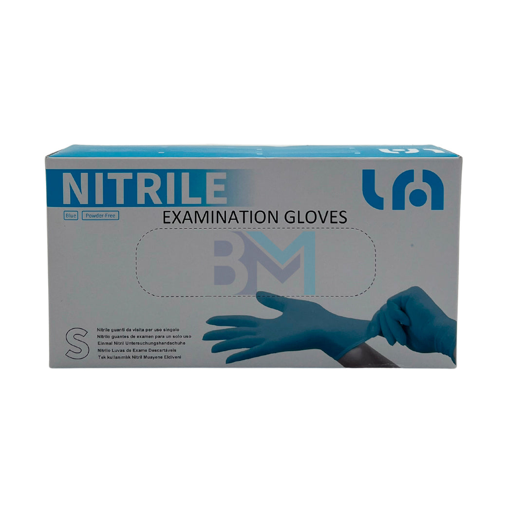 Guantes de nitrilo sin polvo 100 unds azul