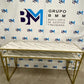 Gold Metal Double Manicure Table with Marble Top