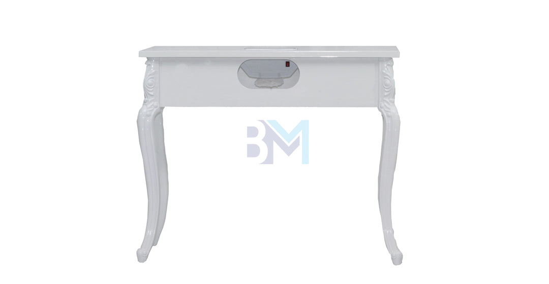 White Vintage Single Manicure Table with Vacuum Cleaner