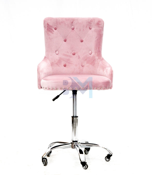 Pink velvet manicure chair