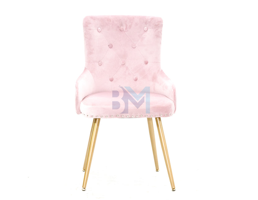 Pink velvet manicure chair