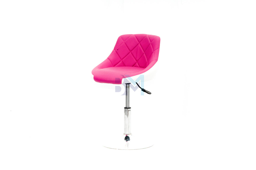 Manicure chair in fuchsia imitation leather with white