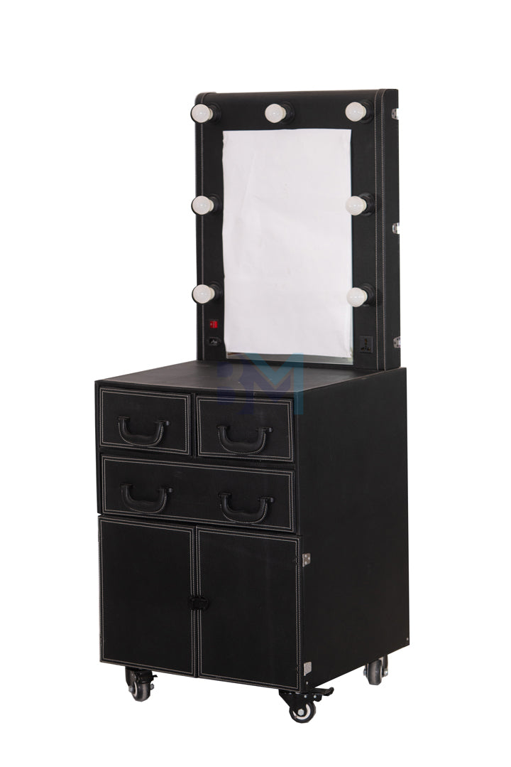 Espejo tocador en polipiel negro