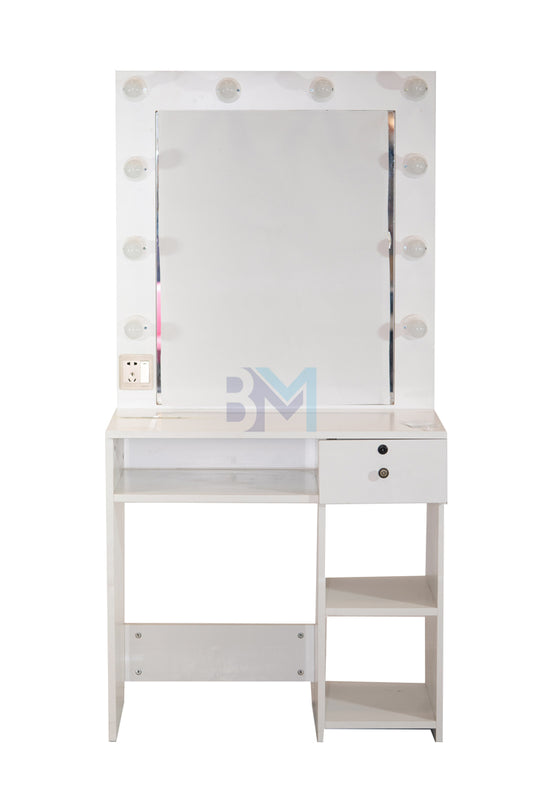 White vanity mirror with lights 