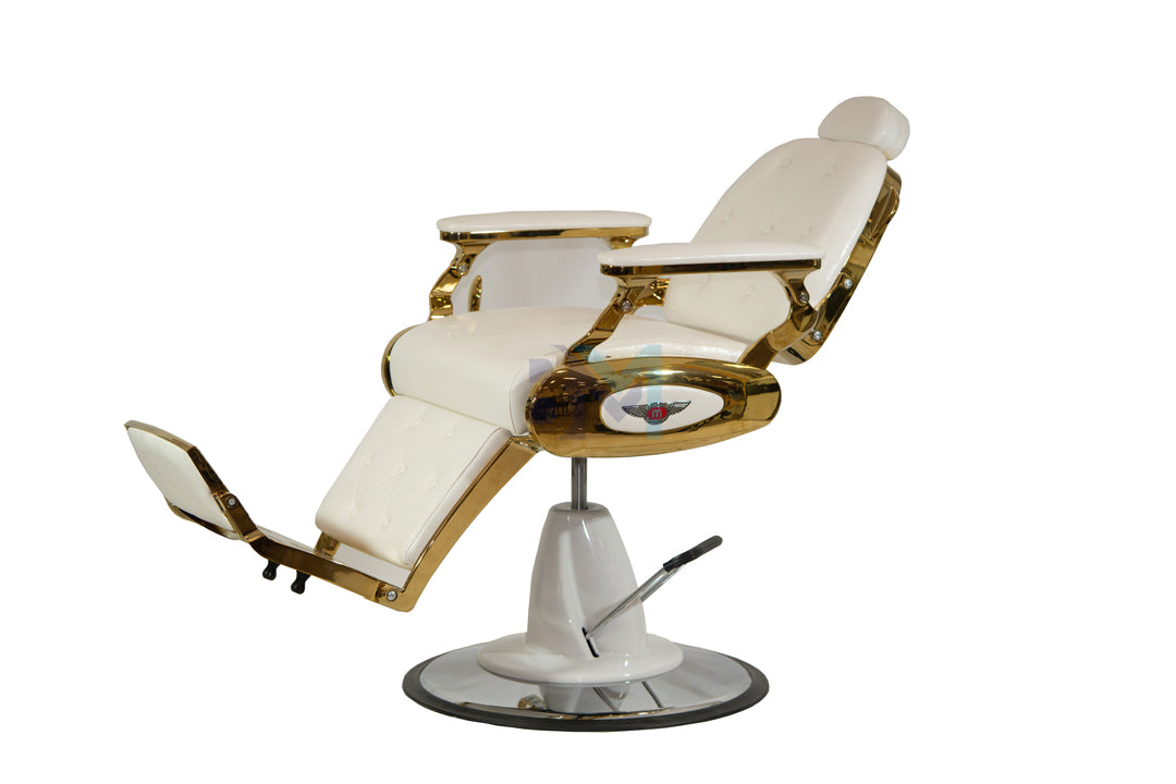 Vintage white and gold barber chair
