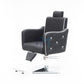 Black hairdressing chair with crystals, footrest and white lines