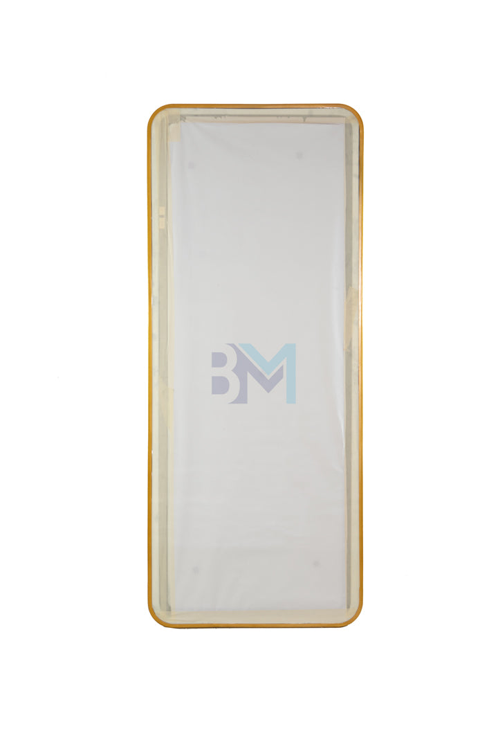 Mirror with gold metal frame and integrated led light