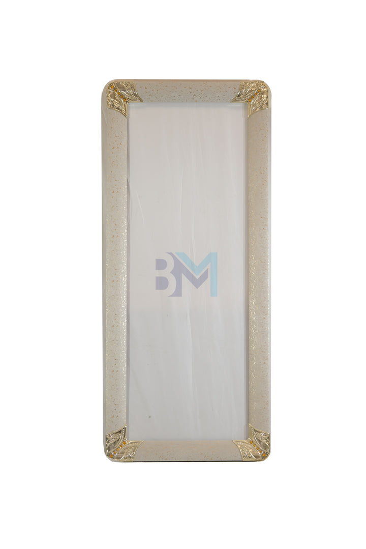 Mirror with white wooden frame with golden corners
