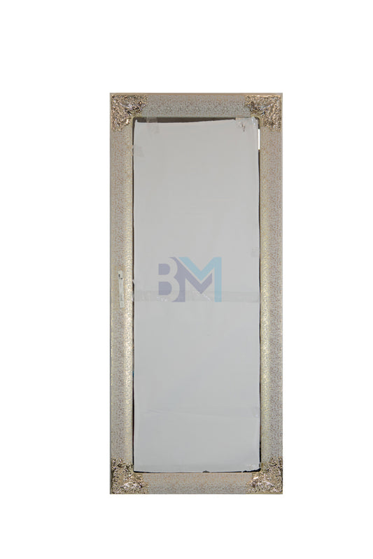 Mirror with golden wooden frame with silver corners 