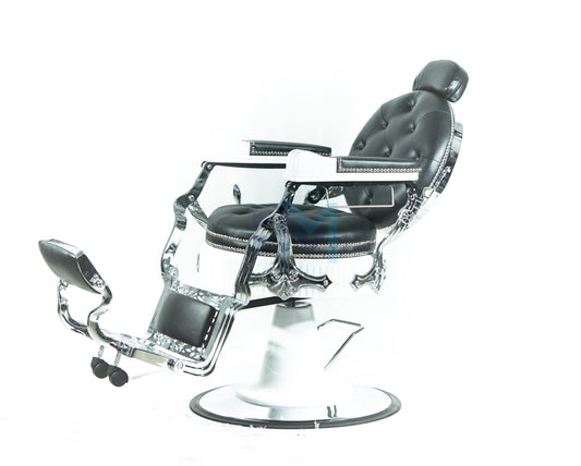 Vintage Black, White and Silver Barber Chair