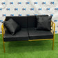 TWO-SEAT BLACK SOFA WITH GOLDEN FRAME