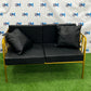 TWO-SEAT BLACK SOFA WITH GOLDEN FRAME